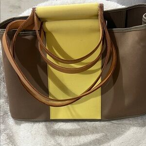 HERMES Brown and Yellow Women's Tote Bag